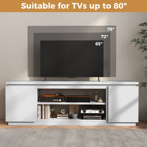 TV Cabinet with 3 Adjustable Shelves and Anti-Tipping Kits for TVs up to 80 Inch-White view 7