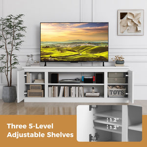 TV Cabinet with 3 Adjustable Shelves and Anti-Tipping Kits for TVs up to 80 Inch-White view 9