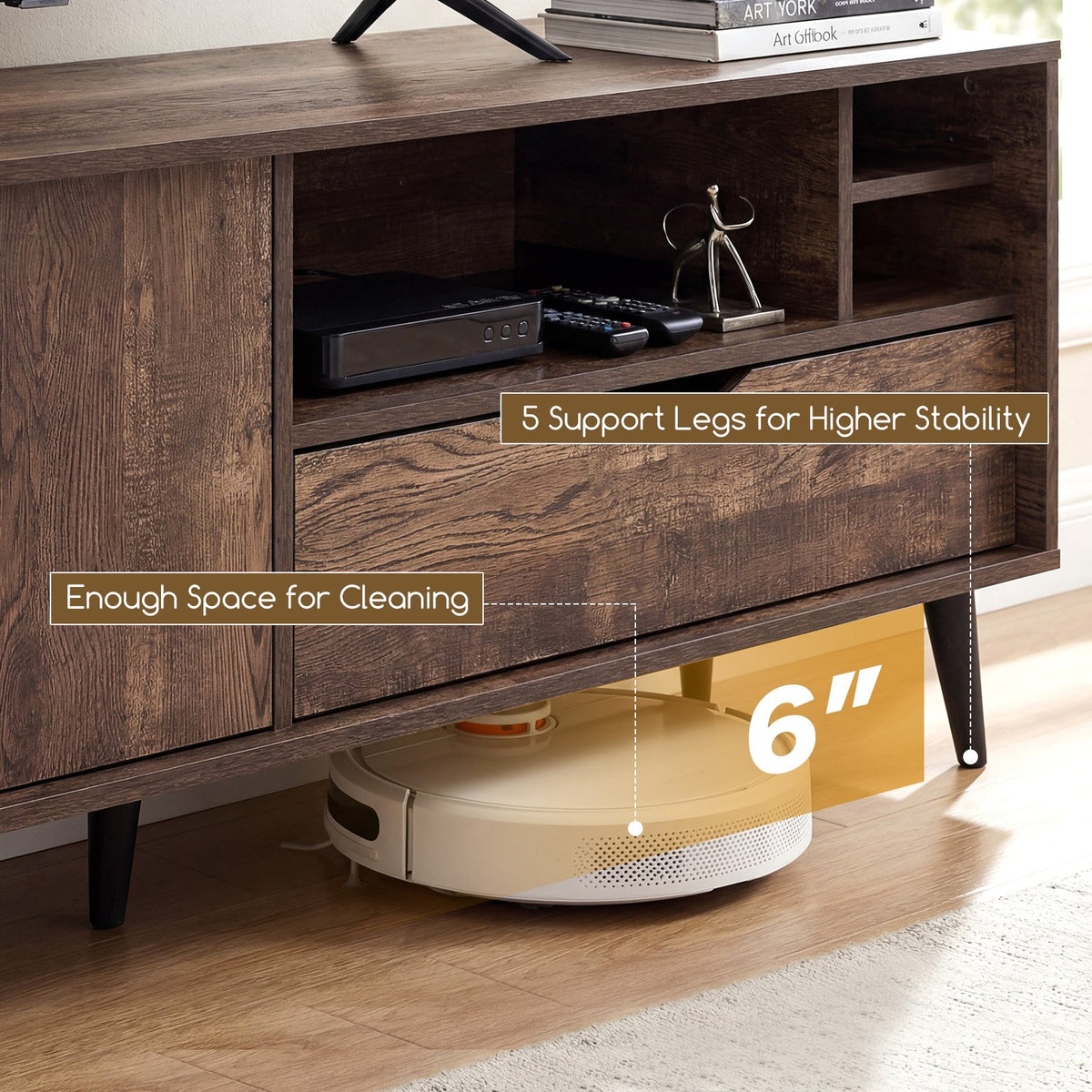 TV Stand for TVs up to 65 Inches Rustic Entertainment Center-Brown view 9