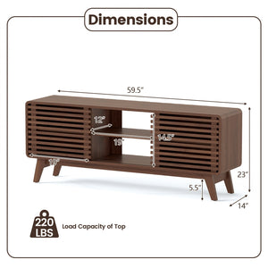 TV Stand for TVs up to 65 inches with Sliding Doors and Adjustable Shelves for Living Room-Walnut view 4