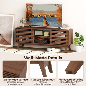 TV Stand for TVs up to 65 inches with Sliding Doors and Adjustable Shelves for Living Room-Walnut view 8