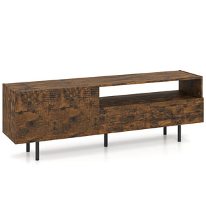 TV Stand for TVs up to 70 inches with Storage Cabinet and Raised Metal Legs-Rustic Brown
