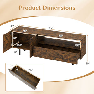 TV Stand for TVs up to 70 inches with Storage Cabinet and Raised Metal Legs-Rustic Brown view 5