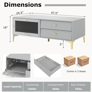 TV Stand with Compartment and Drawers for 55 Inch TV-Gray view 5