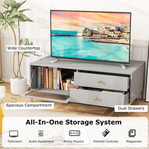 TV Stand with Compartment and Drawers for 55 Inch TV-Gray view 7