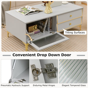 TV Stand with Compartment and Drawers for 55 Inch TV-Gray view 9