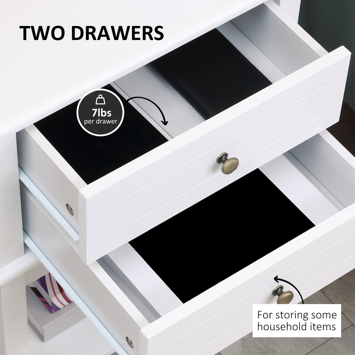 Modern Sofa Side Table, Accent End Table with Drawers and Storage Shelf – view 10