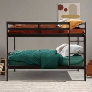 Twin Bunk Bed Children Wooden Bunk Beds Solid Hardwood-Brown view 8