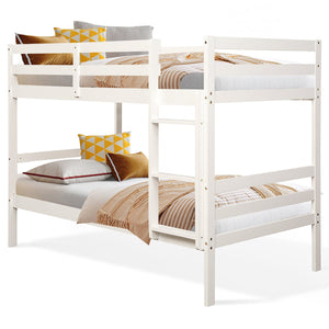 Twin Bunk Bed Children Wooden Bunk Beds Solid Hardwood-White view 4