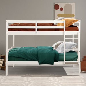 Twin Bunk Bed Children Wooden Bunk Beds Solid Hardwood-White view 6