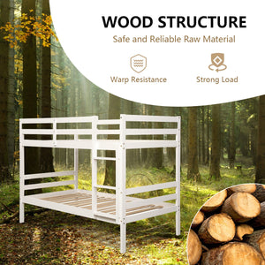 Twin Bunk Bed Children Wooden Bunk Beds Solid Hardwood-White view 9