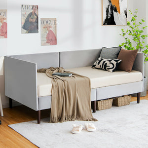Twin Daybed Heavy Duty Wooden Sofa Bed Frame-Gray view 2