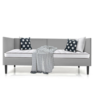 Twin Daybed Heavy Duty Wooden Sofa Bed Frame-Gray view 8