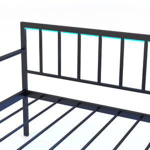 Twin Daybed with Charging Station and LED Lights-Black view 4