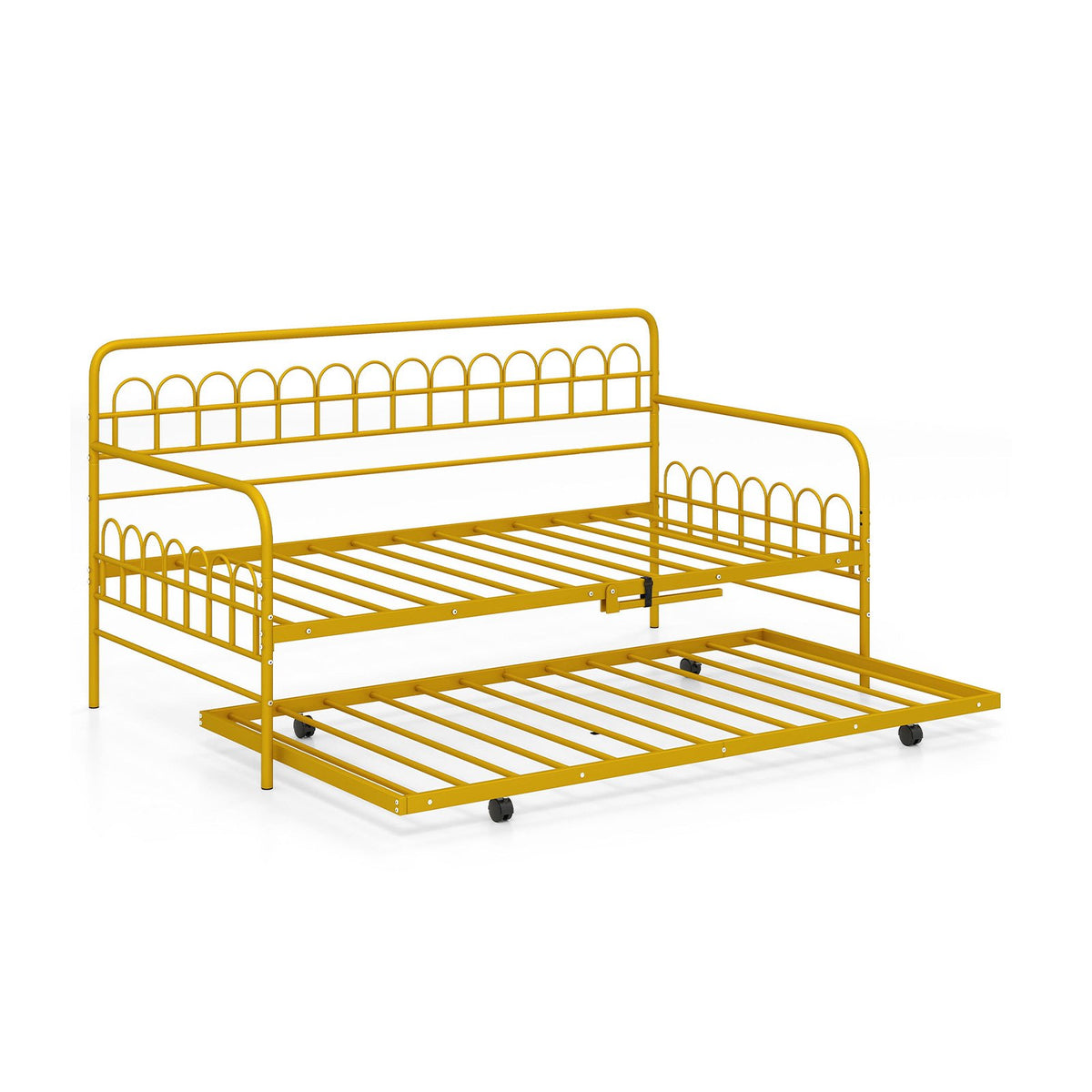 Twin Daybed with Curved Backrest and Armrests-Gold view 4