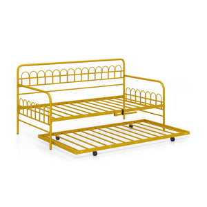 Twin Daybed with Curved Backrest and Armrests-Gold view 4