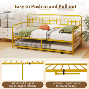 Twin Daybed with Curved Backrest and Armrests-Gold view 8
