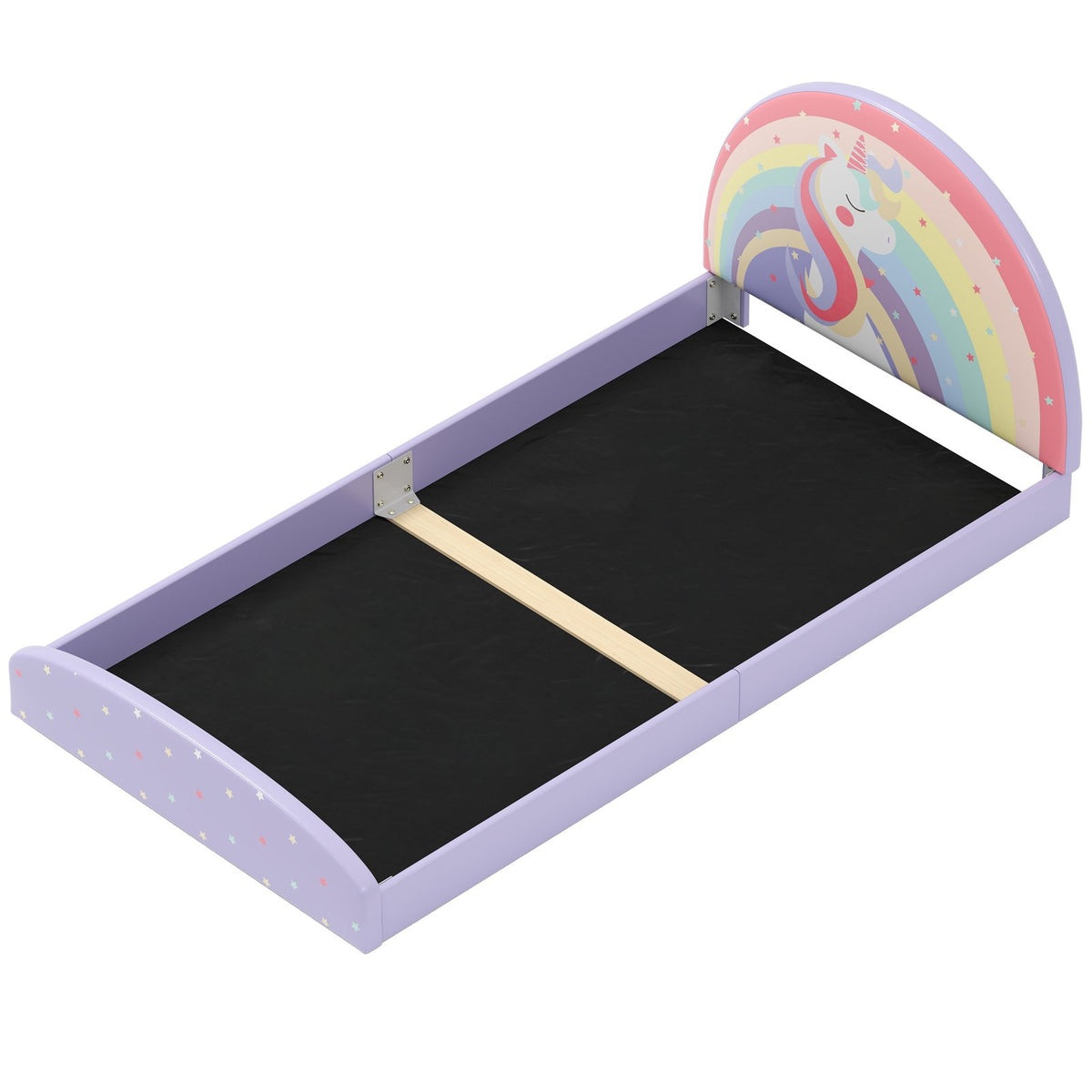 Twin Floor Bed Frame Upholstered Twin Size Kids Floor Bed with 210D Oxford Cloth Floor Mat-Purple view 4