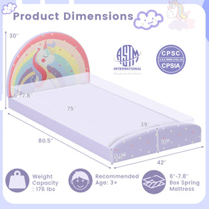 Twin Floor Bed Frame Upholstered Twin Size Kids Floor Bed with 210D Oxford Cloth Floor Mat-Purple view 5