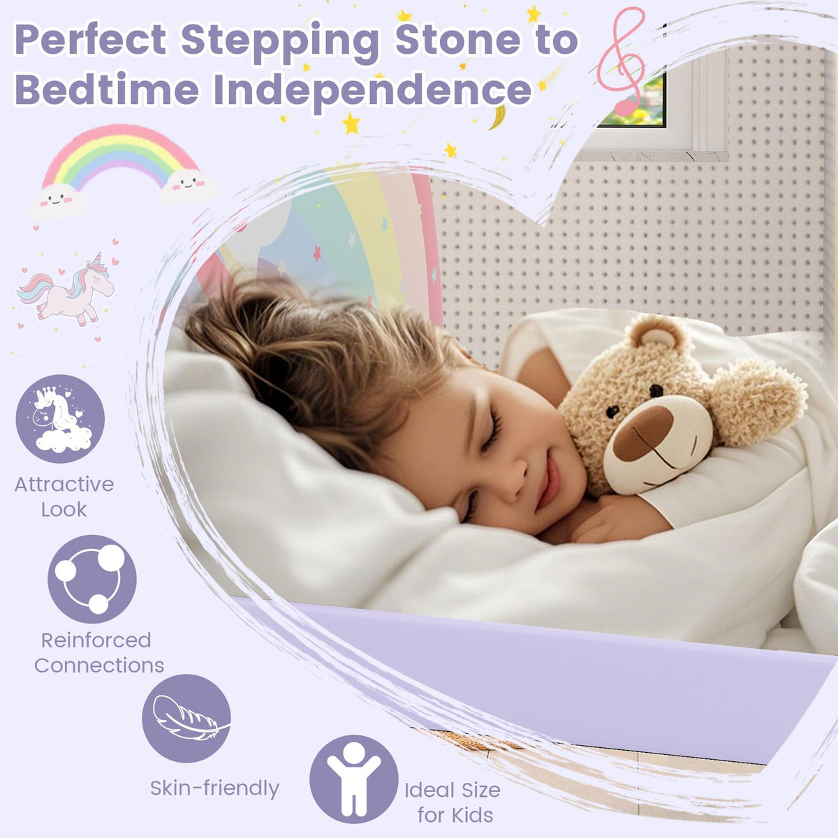 Twin Floor Bed Frame Upholstered Twin Size Kids Floor Bed with 210D Oxford Cloth Floor Mat-Purple view 9