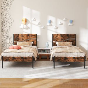 Twin/Full/Queen/King Metal Bed Frame with Wooden Headboard and Footboard-Twin Size view 6