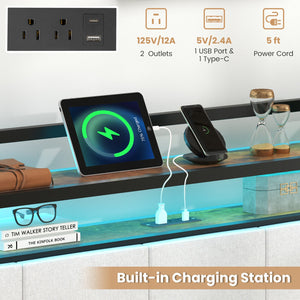 Twin/Full/Queen/King Size Bed Frame with LED Light and Charging Station-Queen Size view 7