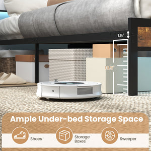 Twin/Full/Queen/King Size Bed Frame with LED Light and Charging Station-Queen Size view 9