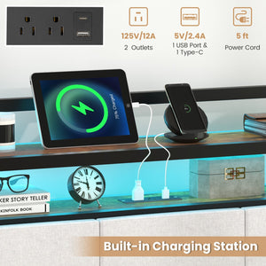 Twin/Full/Queen/King Size Bed Frame with LED Light and Charging Station-Twin Size view 8