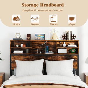 Twin/Full/Queen/King Size Bed Frame with Storage Headboard Industrial Metal Platform Bed-Full Size view 9
