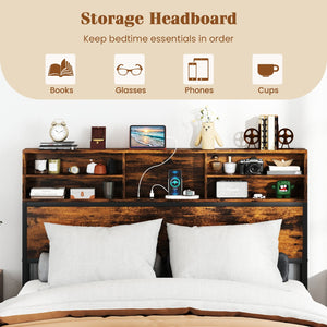 Twin/Full/Queen/King Size Bed Frame with Storage Headboard Industrial Metal Platform Bed-Queen Size view 9
