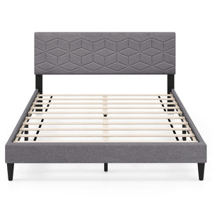 Twin/Full/Queen Size Bed Frame Modern Platform Bed with Linen Fabric Upholstered Headboard-Queen view 4