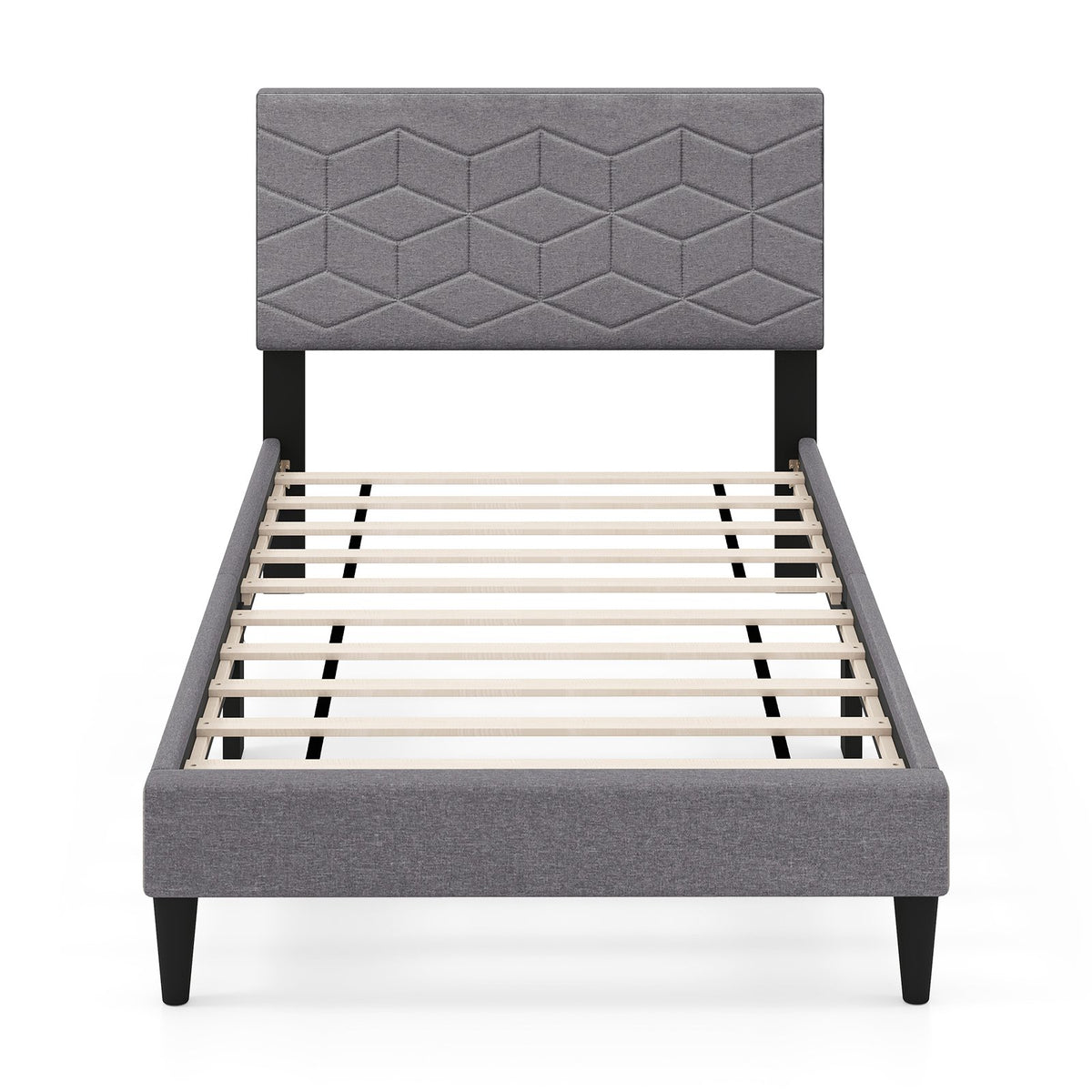 Twin/Full/Queen Size Bed Frame Modern Platform Bed with Linen Fabric Upholstered Headboard-Twin view 6