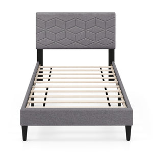 Twin/Full/Queen Size Bed Frame Modern Platform Bed with Linen Fabric Upholstered Headboard-Twin view 6