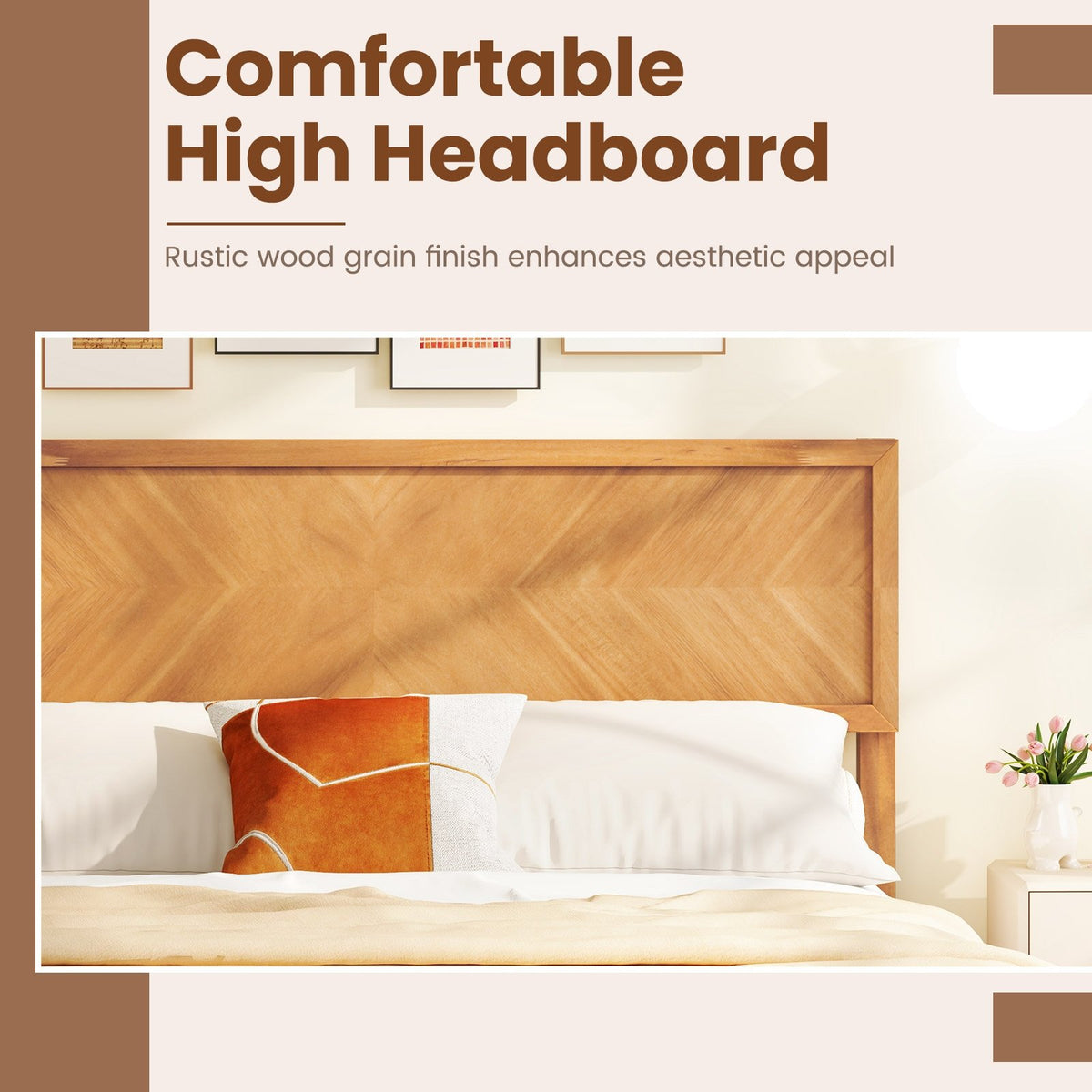 Twin/Full/Queen Size Bed Frame with Headboard and Storage Space-Full Size view 8