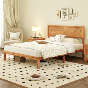 Twin/Full/Queen Size Bed Frame with Headboard and Storage Space-Queen Size view 2