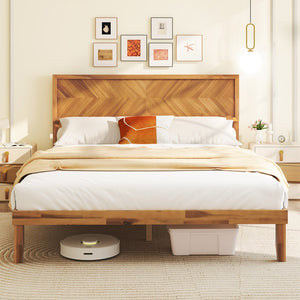 Twin/Full/Queen Size Bed Frame with Headboard and Storage Space-Queen Size view 3
