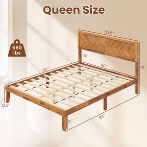 Twin/Full/Queen Size Bed Frame with Headboard and Storage Space-Queen Size view 4