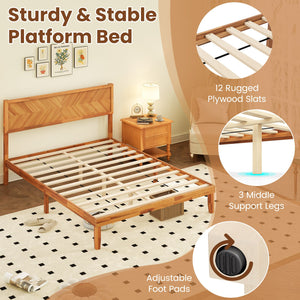 Twin/Full/Queen Size Bed Frame with Headboard and Storage Space-Queen Size view 6