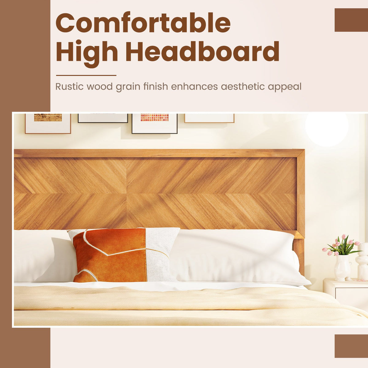 Twin/Full/Queen Size Bed Frame with Headboard and Storage Space-Queen Size view 8