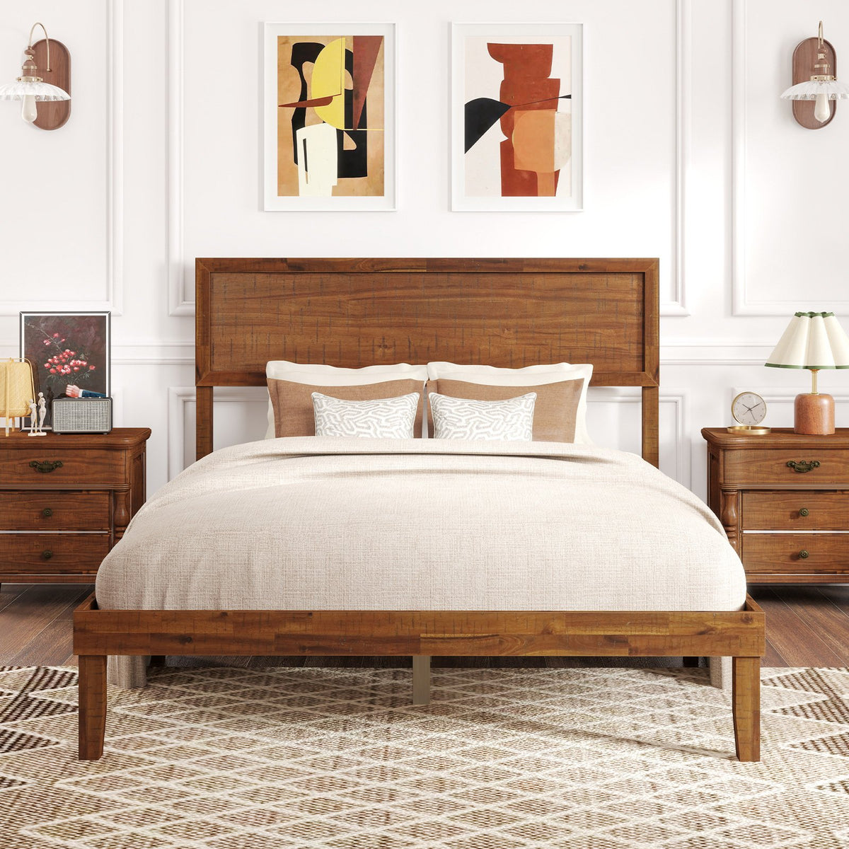Twin/Full/Queen Size Bed Frame with Headboard and Wooden Slats Support-Full Size view 3