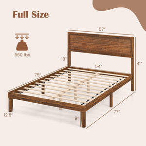 Twin/Full/Queen Size Bed Frame with Headboard and Wooden Slats Support-Full Size view 4