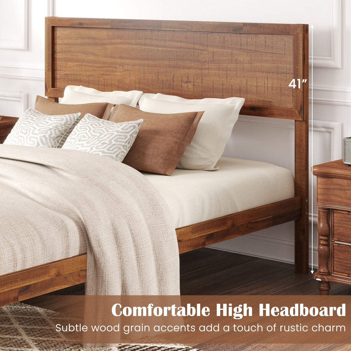 Twin/Full/Queen Size Bed Frame with Headboard and Wooden Slats Support-Full Size view 8