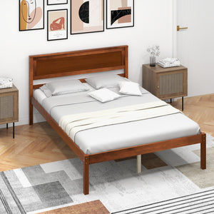 Twin/Full/Queen Size Bed Frame with Wooden Headboard and Slat Support-Full Size view 3