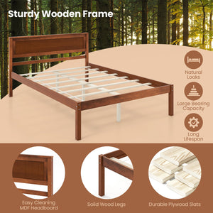 Twin/Full/Queen Size Bed Frame with Wooden Headboard and Slat Support-Full Size view 7