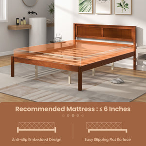 Twin/Full/Queen Size Bed Frame with Wooden Headboard and Slat Support-Queen Size view 6