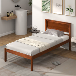Twin/Full/Queen Size Bed Frame with Wooden Headboard and Slat Support-Twin Size view 3