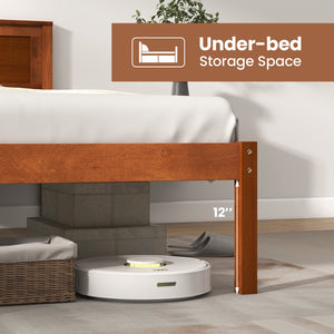 Twin/Full/Queen Size Bed Frame with Wooden Headboard and Slat Support-Twin Size view 5
