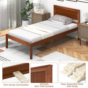 Twin/Full/Queen Size Bed Frame with Wooden Headboard and Slat Support-Twin Size view 9