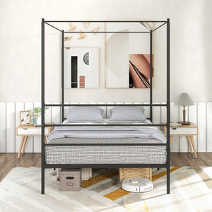 Twin/Full/Queen Size Metal Canopy Bed Frame with Slat Support-Full Size view 3