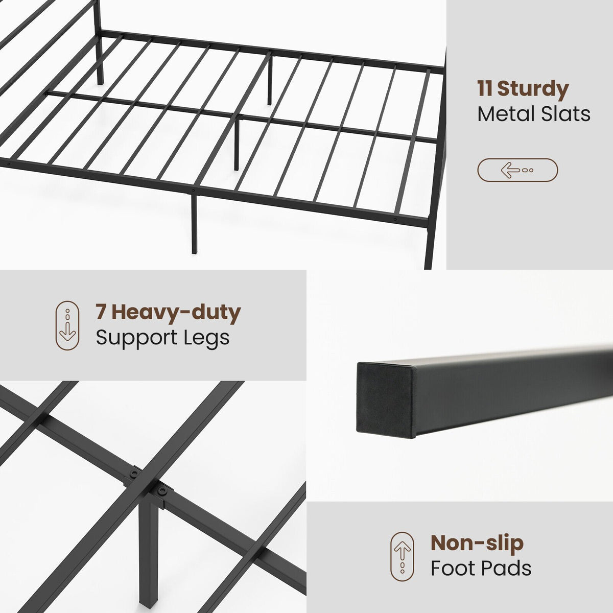 Twin/Full/Queen Size Metal Canopy Bed Frame with Slat Support-Full Size view 6